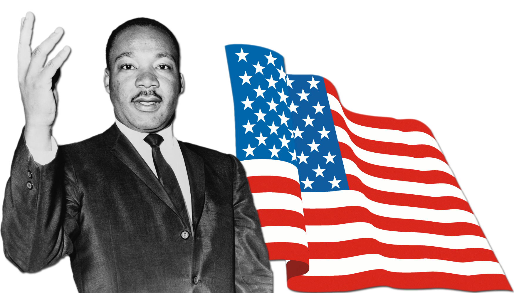 Picture of Martin Luther King Jr and the American flag