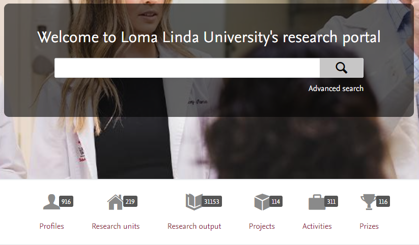 Faculty Reseach screenshot showing the search bar and current research related data
