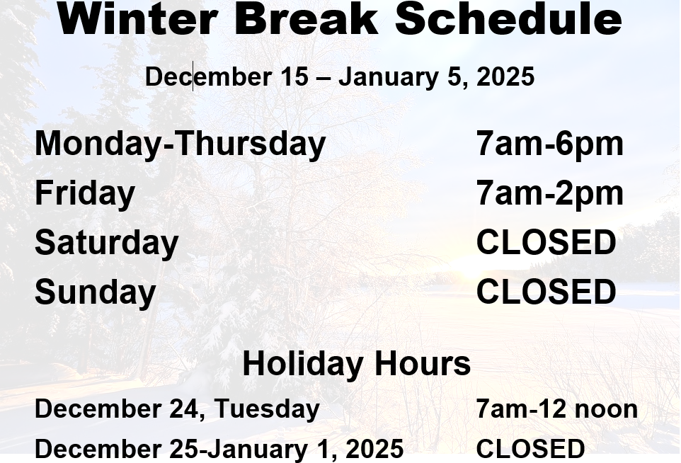 Winter break hours