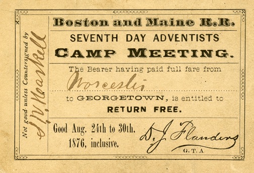 Attendees to the 1876 Groveland camp meeting were granted free passage by trains.