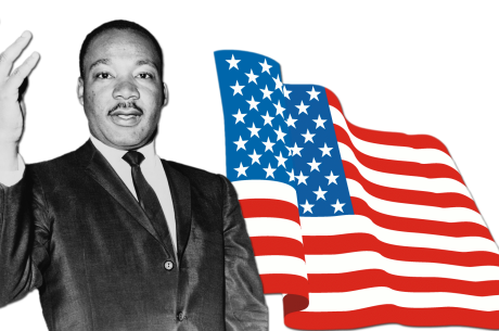 Picture of Martin Luther King Jr and the American flag