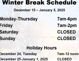 Winter break hours