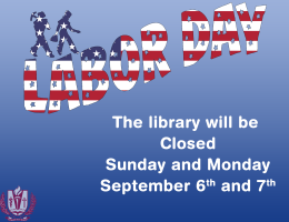Library closed September 6 and 7