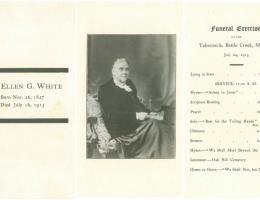 Funeral Program for Ellen G. White. Loma Linda University, Dept. of Archives & Special Collections