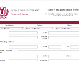 snippet of the patron registration form